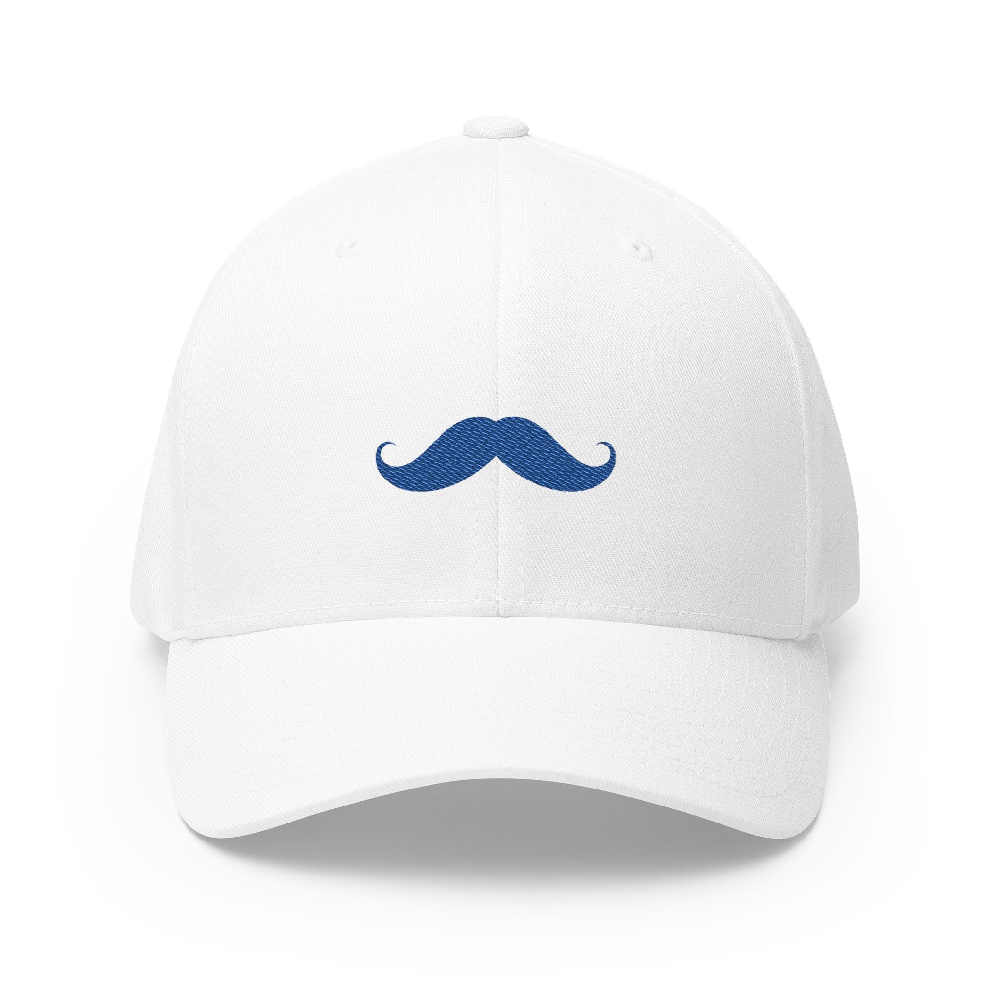 TSS Mustache Embroidered White Cap